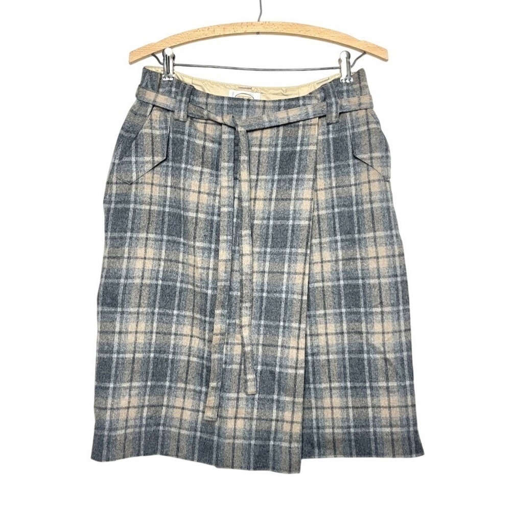 Talbots sz 6 soft wool blend plaid wrap skirt vintage academia preppy schoolgirl